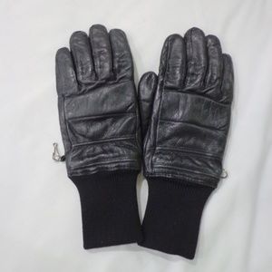 Ladies Black Leather Ski Gloves